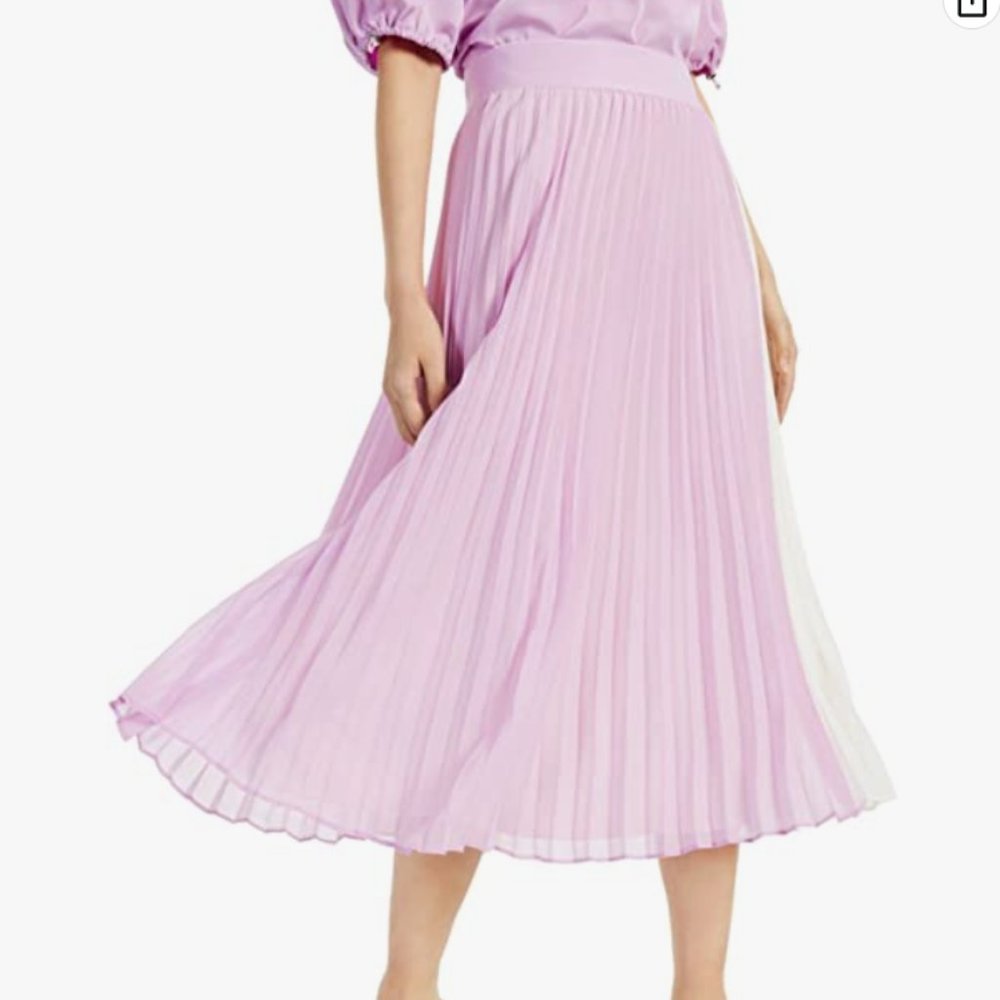 Alfani Womens Purple Tea-Length Accordion Pleat Skirt